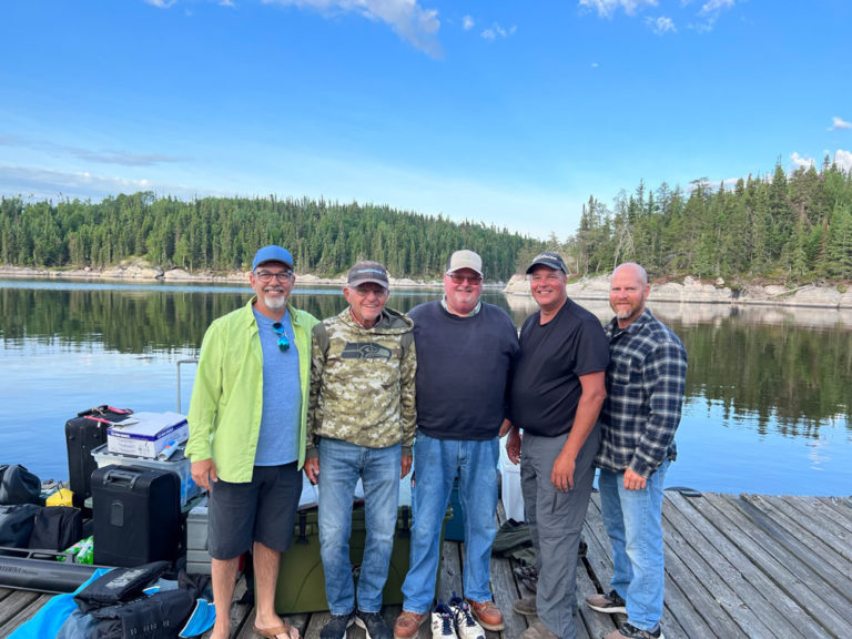 An excited group arriving to Separation Lake Lodge
