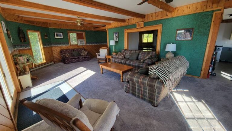 Large, Cozy living room in one of our large guest cabins